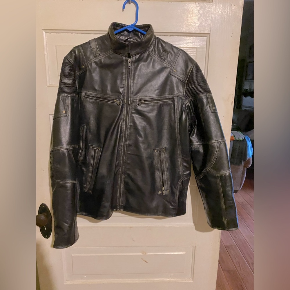 Ladies black leather jacket